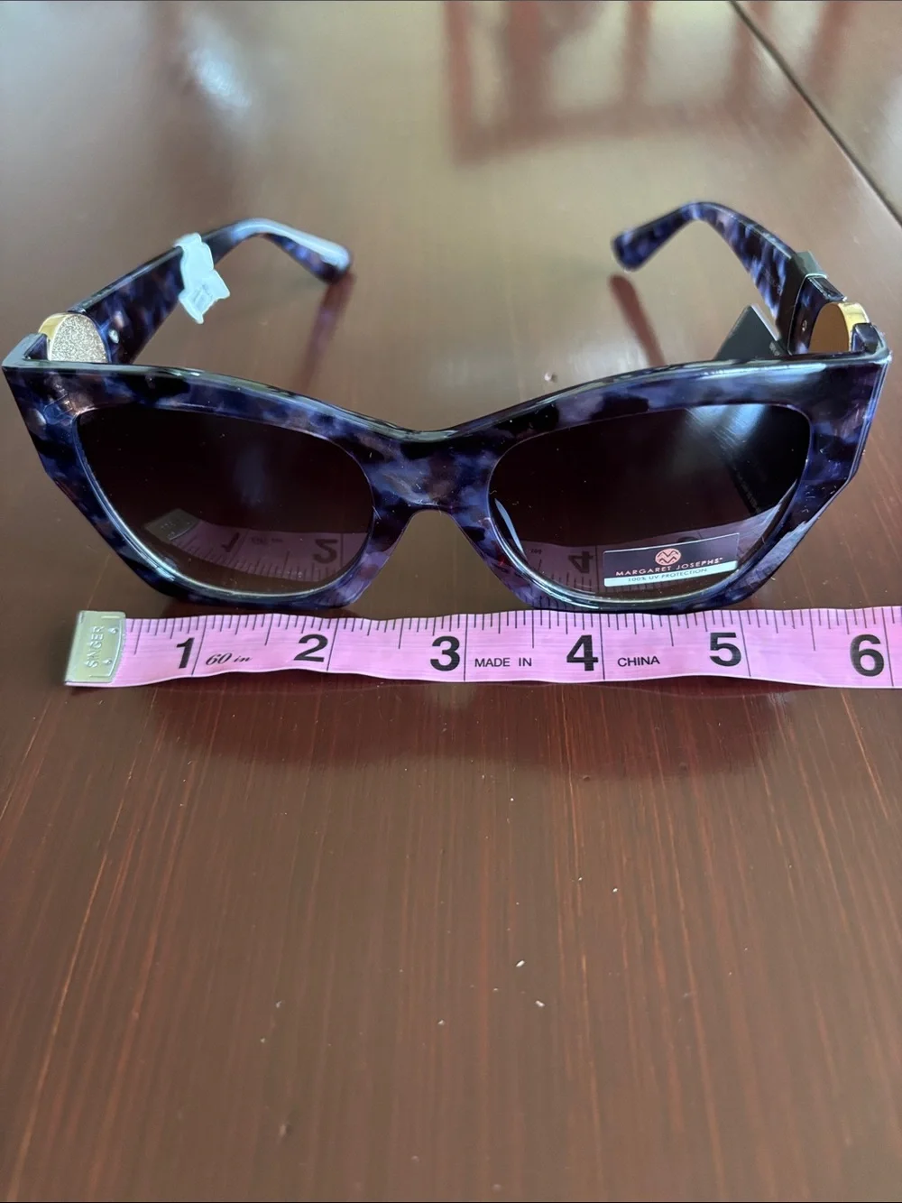 Margaret Josephs 100% UV protect,gradient black lens,tortoise shell,gold accent